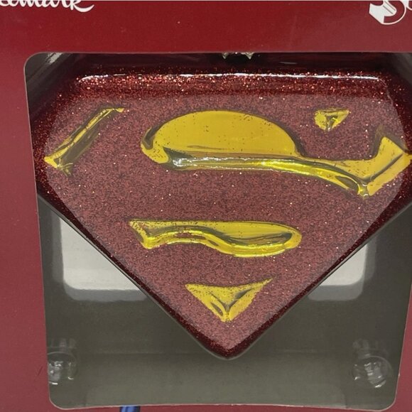 Hallmark 2022 Superman Emblem Symbol "S" Blown Glass Ornament DC Comics 4" - Picture 3 of 5